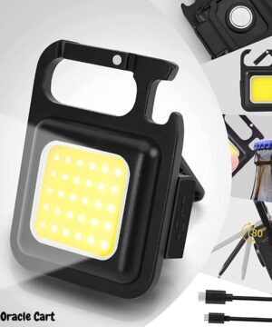 Multifunction cob led flashlight keychain